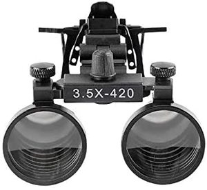 lot 97765 image: Global-Dental Binocular Surgical Loupes Glasses Magnifier Metal Clip for All Glasses with Storage Case 420mm (3.5X)