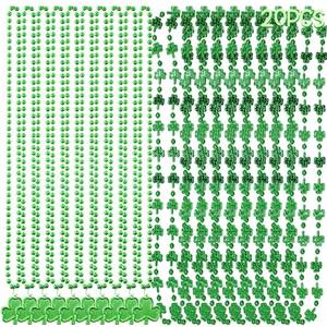 lot 97769 image: CAMIRUS 20Pcs St. Patricks Day Shamrock, Irish Clover Green Bead Pendant, St. Patricks Day Metallic Shamrock Beaded for St. Patrick Party Dressing-up, Irish Holiday Decor