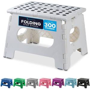 lot 97772 image: Handy Laundry Folding Lightweight Step Stool is Sturdy Enough to Support Adults and Safe Enough for Kids. Opens Easy with One Flip. Great for Kitchen, Bathroom or Bedroom. (White)