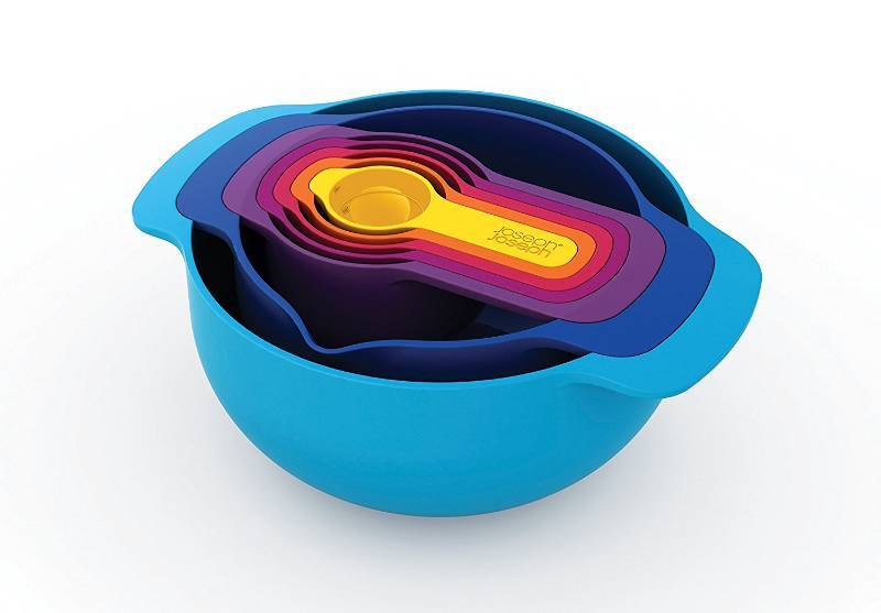 lot 2943 image: Joseph Joseph 40033 Nest 7 Nesting Bowls Set with Mixing Bowls (OPEN BOX AS IS) Measuring Cups, 7-Piece, Multicolored