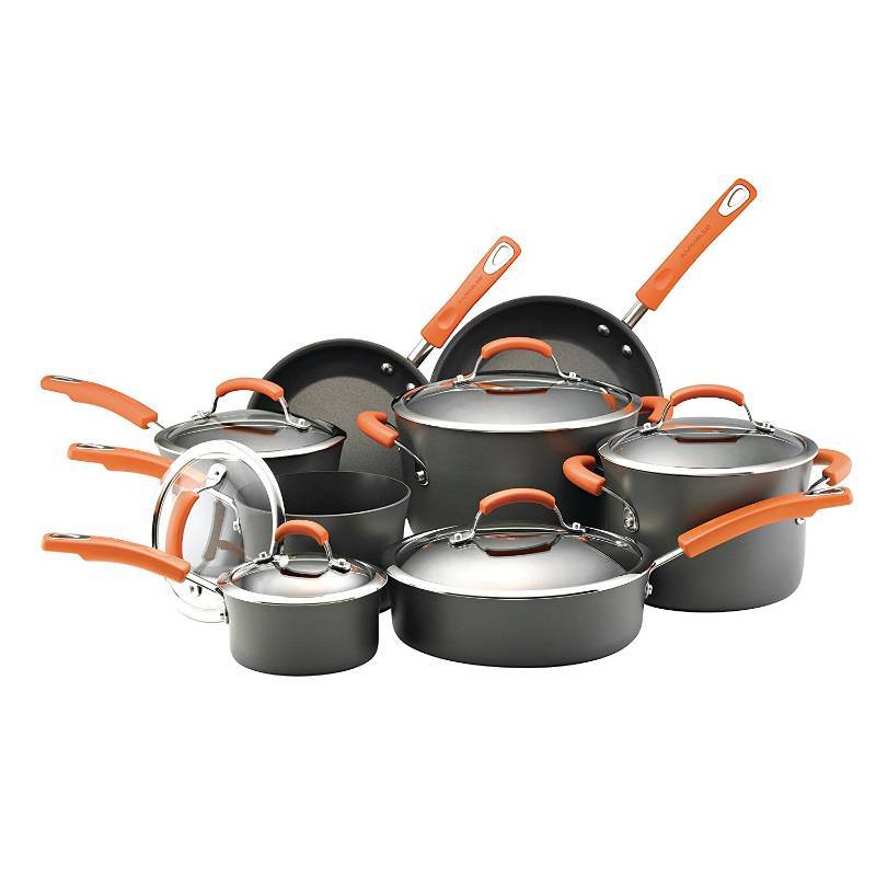 lot 3475 image: Rachael Ray Hard Anodized Nonstick Dishwasher Safe 14-Piece Cookware Se