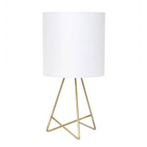 lot 51208 image: Simple Designs LT2066-GDW 13.5 Down to the Wire Metal Table Lamp with Fabric Shade, Gold with White Shade