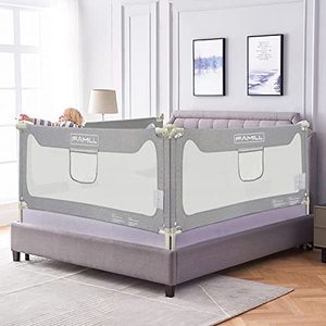 lot 51211 image: FAMILL Upgrade Bed Guard Rail for Full Size Queen King Twin Bed for Toddlers and Baby (Grey,1 Piece, 78.7)