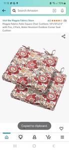 lot 51220 image: FABBRIC PATIO SQUARE SEAT CUSHIONS