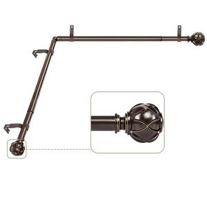 lot 51222 image: KAMANINA 1 Inch Corner Curtain Rod 36 to 72 Inches (3-6 Feet), Bronze Curtain Rods for Corner Windows 24 to 68 Inches, Netted Texture Ends