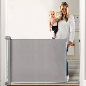 lot 51242 image: Retractable Baby Gate, Momcozy Extra Wide Mesh Baby Gates for Stairs, 33 Tall, Extends to 71 Wide, Pet Dog Gate for Doorways, Stairs, Hallways, IndoorOutdoor