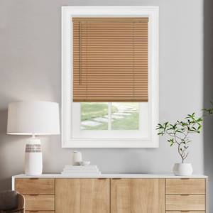 lot 51243 image: Cordless Light Filtering Mini Blind - 35 Inch Width, 64 Inch Length, 1 Slat Size - Woodtone - Cordless GII Morningstar Horizontal Windows Blinds for Interior by Achim Home Decor