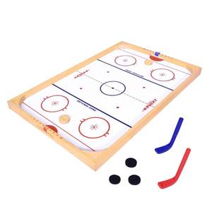 lot 51246 image: GoSports Ice Pucky Wooden Tabletop Hockey Game for Kids & Adults - Includes 1 game board, 2 Hockey Sticks & 3 Pucks
