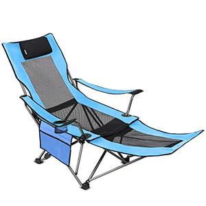 lot 51255 image: SUNTIME Outdoor Adjustable Folding Camping Chair with Removable Footrest(Blue)