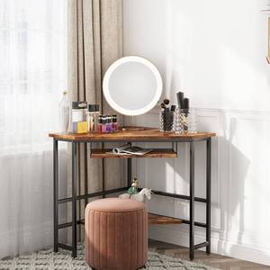 lot 51268 image: DlandHome Corner Desk Triangle Computer Desk with Keyboard Tray Laptop PC Table Small Desk Corner Computer Desk for Small Space (Vintage)