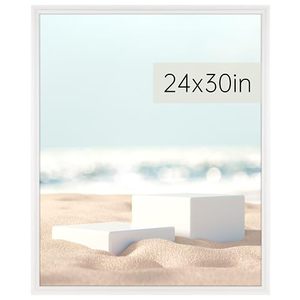 lot 51269 image: 24x30 Picture Frame, White Poster Frame, Home Decor Natural Gallery Frame, Horizontal or Vertical Format, Sturdy Frame and Plexiglass, Large Photo Frame Wall Art, for Photos, Artworks, Posters