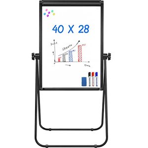 lot 51273 image: Stand White Board - 40x28 Magnetic Dry Erase Board Flipchart Board Double Sided Easel Board Portable Whiteboard - Retail $128.42