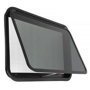 lot 51277 image: OUTPRIZE RV Exit Window, 36 W x 22 H Tinted RV Window with Net Screen and Trim Ring, Fit for 1-14 to 1-45 Thickness Wall, DOT Approved - Retail $212.68