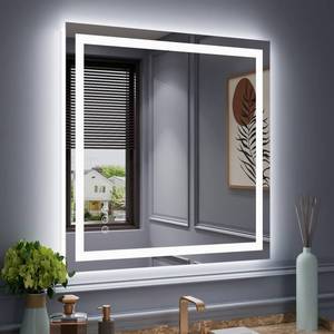 lot 51283 image: Amorho LED Mirror for Bathroom 40x 38 with Front Light and Backlit, Stepless Dimmable, Anti-Fog, Shatter-Proof, Memory, 3 Colors, Wall Mount (HorizontalVertical)