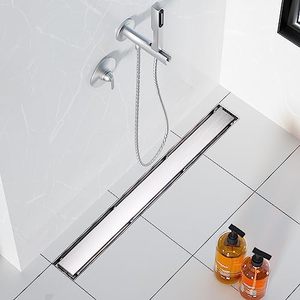 lot 51289 image: Neodrain 36-Inch Linear Shower Drain- with 2-in-1 Flat & Tile Insert Cover, Brushed 304 Stainless Steel Rectangle Shower Floor Drain, Floor Shower Drain with Adjustable Leveling Feet, Hair Strainer