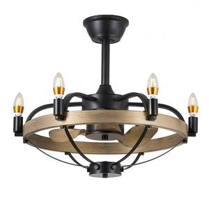 lot 51292 image: MADSHNE 23 Chandelier Ceiling Fans with Lights and Remote, Bladeless Rustic Ceiling Fans,Caged Ceiling Fans for Living Room Farmhouse - Retail $113.89