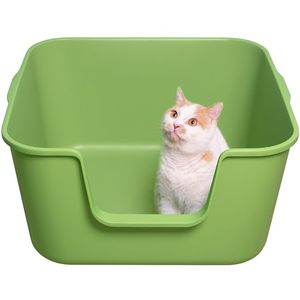 lot 51293 image: cuddo Jumbo Cat Litter Box with High Sides, 23.21 L x 23.21 W x 12 H, XXL Cat Litter Box for Senior Cats & Big Cats & Multiple Cats, Measure Available Space Before Purchase, Seriously Large (Green)