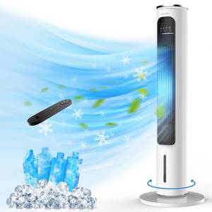 lot 51299 image: 3-IN-1 Portable Air Conditioners Tower Fan, 37 Evaporative Air Cooler wRemote, 2.5L Water Tank With 4 Ice Packs, 12H Smart Timer & 70° Oscillating, 3Speeds For Bedroom Living Room Office - Retail $151.94