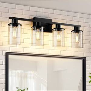 lot 51302 image: RyaHQ Bathroom Light Fixtures Over Mirror Bathroom Vanity Light Fixture 4 Light Vanity Lights for Bathroom Vanity Lighting Fixtures Wall Sconce Lamp Wall Light Fixtures Black