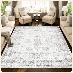 lot 51310 image: Istana 9x12 Rug - Grey Living Room Rug - Foldable Farmhouse Rugs for Living Room - Stain Resistant Washable Rug 9x12 - Eco-Friendly Large Area Rugs Washable - Easy to Clean Big Rugs for Living Room - Retail $160.89