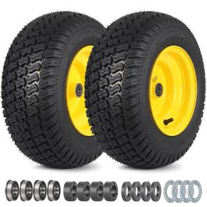 lot 51311 image: GICOOL 16x6.50-8 Tubeless Tire and Wheel, 16x6.5-8 Lawn Mower Tires, 3-4.5 Offset Hub, 34 or 58 Bearing, Universal Fit Riding Mower and Garden Tractor Front Wheel, 4 Ply, S-Turf Pattern, 2 Pack