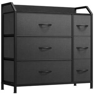 lot 51332 image: YITAHOME Dresser with 6 Drawers - Fabric Dresser, Storage Tower Organizer Unit for Bedroom, Living Room, Closets - Sturdy Steel Frame, Wooden Top & Easy Pull Fabric Bins