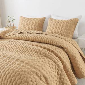 lot 51341 image: WDCOZY Yellow Quilt King Size Bedding Sets with Pillow Shams, Mustard Lightweight Bedspread Coverlet, Quilted Blanket Thin Comforter Bed Cover, All Season Summer Spring, 3 Pieces, 104x90 inches