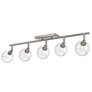 lot 51348 image: WINSHEN 5-Lights Ceiling Track Light Fixture Kit Hanging, Brushed Nickel Wall Spotlight for Kitchen Dining Room Bathroom, Globe Seeded Glass, E12 Bulb Base - Retail $142.04