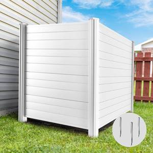 lot 51365 image: Beimo Air Conditioner Fence Privacy Screen 50 H x 50 W Trash Can Enclosure��Pool Equipment Enclosure White Outdoor Privacy Vinyl Fence Panels for Outside��2 Panels with Metal Stake�� - Retail $135.85