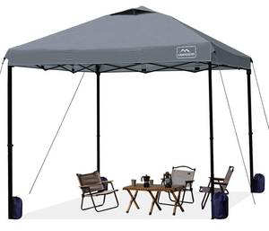 lot 51370 image: KAMPKEEPER 10x10 Pop Up Commercial Canopy Tent - Waterproof & Portable Outdoor Shade with Adjustable Legs, Air Vent, Carry Bag & Sandbags(Dark Grey) - Retail $124.46