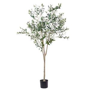 lot 51372 image: Hobyhoon Artificial Olive Tree, 6FT Tall Faux Silk Plant Artificial Tree in Potted Oliver Branch Leaves and Fruits for Modern Home Decor Indoor