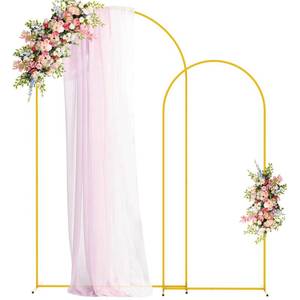 lot 51377 image: Fomcet Metal Arch Backdrop Stand Set of 2 Gold Wedding Arch Stand 7.2FT & 6FT Arched Backdrop Frame for Birthday Party Baby Shower Graduation Ceremony Decoration