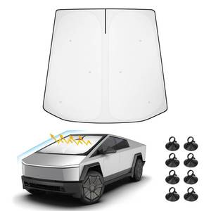 lot 51393 image: Windshield Sun Shade for Tesla Cybertruck 2024, Upgraded Nano Materials Front Window Shade Cover for Cybertruck Accessories, Foldable Windshield Sunshade UV Rays Protector for Tesla