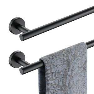 lot 51395 image: JQK Black Bath Towel Bar, 30 Inch 304 Stainless Steel Thicken 0.8mm Towel Rack Bathroom, Towel Holder Matte Black Wall Mount, Total Length 33 Inch 2 Pack, TB110L30-PB-P2