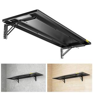 lot 51405 image: Aecxm 1.2x3ft Adjustable Rail Type Folding Storage Rack Shelf, Suitable for Garage, Storage Room, Kitchens Wall Shelf,Garage Storage Rack Floating Shelves,Folding Panels (1pcs-Black)