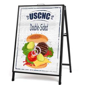 lot 51408 image: 24 x 36 Inch A Frame Sign Double-Sided Folding Sandwich Board Heavy Duty Slide-in Sidewalk Signboard for Outdoor Street Advertising Poster(Frame only��No white board)