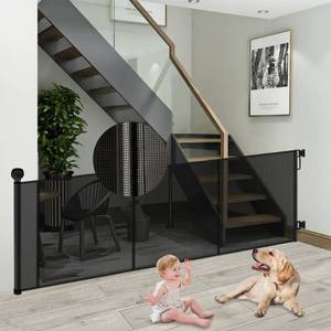 lot 51414 image: Retractable Gates Baby Gate 137 Extra Wide Retractable Dog Gate, Mesh Pet Dog Gate with Upgrade Support Rods for Indoor Outdoor Stair, 34 Tall Retractable Safety Gate for Kids Doorways Hallways - Retail $89.2