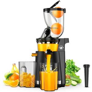 lot 51423 image: Cold Press Juicer Machines, 300W Slow Masticating Juicer Machines with 3.5inch (89mm) Large Feed Chute, Slow Cold Press Juicer Machines Vegetable and Fruit, Reverse Function Easy to Clean with Brush - Retail $137.79