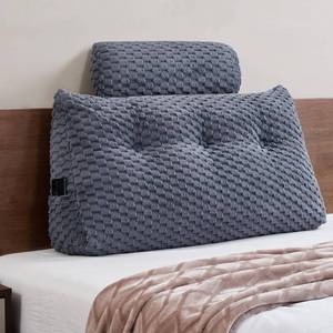 lot 51424 image: Wedge Headboard Pillow - Bed Wedge Pillow for Headboard Triangular Headboard Pillow with Neck Roll Pillow-Large Bolster Pillow for Sitting in Bed Backrest Positioning Support (Grey,39x8x20 Inches) - Retail $84.67