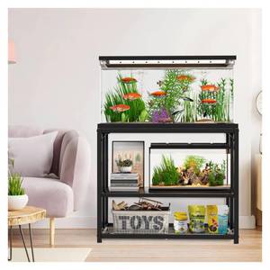 lot 51434 image: ZSLTLDU 40 Gallon Tank Stand, Fish Tank Stand, Adjustable Aquarium Stand, Heavy Duty Metal Reptile Tank Stand Terrarium Stand for Home Office, 660LBS Capacity, 36.5 x 18.5 x 29.5 - Retail $79.42