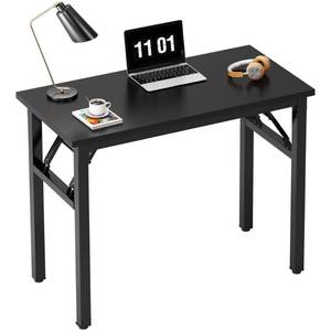 lot 51437 image: Need Small Computer Desk 31.5 inches Folding Table No Assembly Sturdy Small Writing Desk Folding Desk for Small Spaces, All Black AC5-8040-CB - Retail $92.52