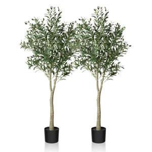 lot 51451 image: CROSOFMI Artificial Olive Tree Plant 5 Feet Fake Topiary Silk Tree, Perfect Faux Plants in Pot for Indoor Outdoor House Home Office Garden Modern Decoration Housewarming,2Pack - Retail $109.27