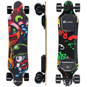 lot 51455 image: Electric Skateboard, Electric Longboard with Remote for Adults and Teens, 450W Brushless Motor, 20 MPH Top Speed, 12.5 Miles Range, 521 Plys Maple, Bamboo and Glass Fiber ��Upgraded���� - Retail $303.97 (NO REMOTE , NO CHARGER)
