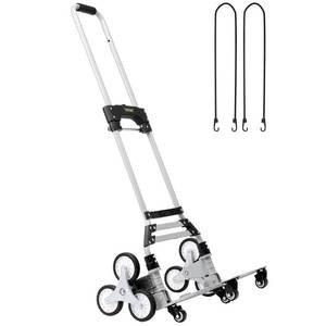 lot 51456 image: VEVOR Stair Climbing Cart, 220 lbs Capacity Hand Truck with Adjustable Handle, Folding Dolly Cart for Stairs, Stair Climbing Dolly Hand Carts with 10 Wheels for Shopping, Moving, Office Use