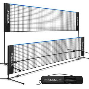 lot 51469 image: BAGAIL Badminton Net, Foldable Sports Net 10 FT 14 FT 17 FT Wide, Height Adjustable Net Set with Carry Bag for Tennis, Pickleball or Pool Volleyball - 14ft, Blue