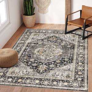 lot 51474 image: Art&Tuft Washable Rug 8x10, Area Rugs for Living Room, Anti Slip Low Pile Rug Floor Carpet, Vintage Tribal Stain Resistant 8x10 Rugs for Bedroom, Dining Room, Kitchen, Black - Retail $144.32