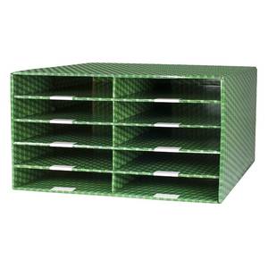 lot 51480 image: Storex 10-Compartment Construction Paper Sorter, Plasticized Dry-Erase Surface, Green (80401U01C), 27 x 18.8 x 17 Inches, 10 Slots