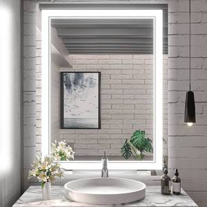 lot 51481 image: Keonjinn LED Bathroom Mirror 28 x 36 Inch Bathroom Mirror with Lights Front Lighted Makeup Mirror Anti-Fog Dimmable UL Listed LED Driver Tempered Glass Wall Mounted Vanity Mirror (VerticalHorizontal)