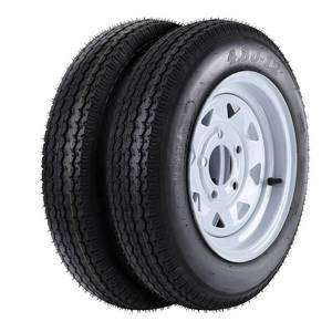lot 51488 image: 2 Pack 480-12 4.80x12 4.80-12 4.8-12 Trailer Tires with 12 Rims, 5 Lug on 4.5, Load Range C 6PR