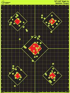lot 14255 image: Splatterburst Targets - 18 x 24 inch - Sight in Splatter Target - Easily See Your Shots Burst Bright Fluorescent Yellow Upon Impact - Made in USA (50 Pack) - Retail $79.99